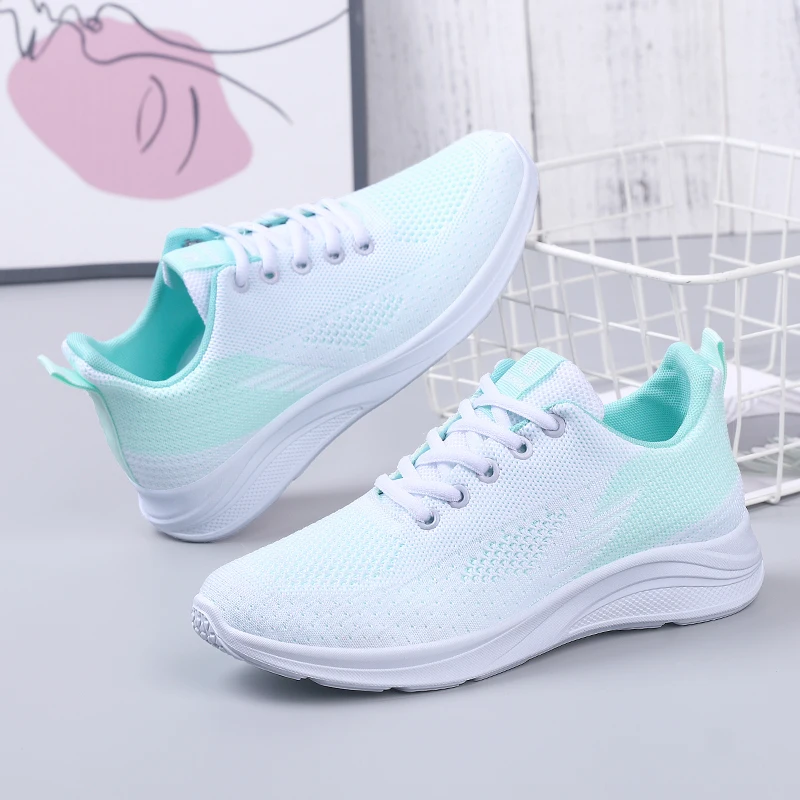 Spring Women's Flying Weave Mesh Sport Casual Lightweight Soft Sole Running Shoes Womens Sneakers Running Shoes