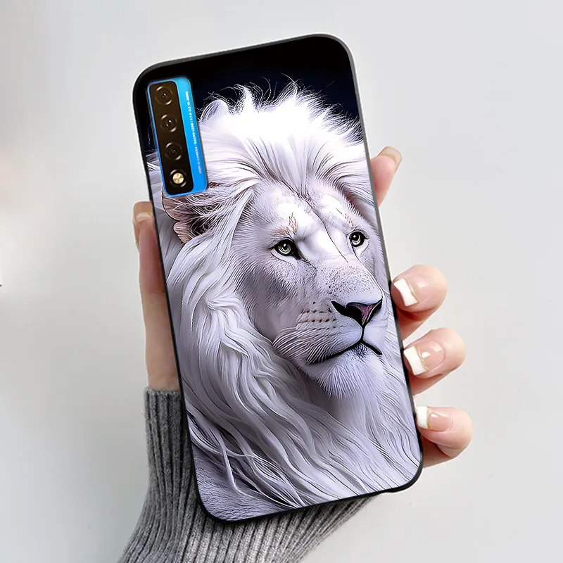 Floral Pattern Shockproof Case - Fashion Cartoon Design, Soft Black Cover