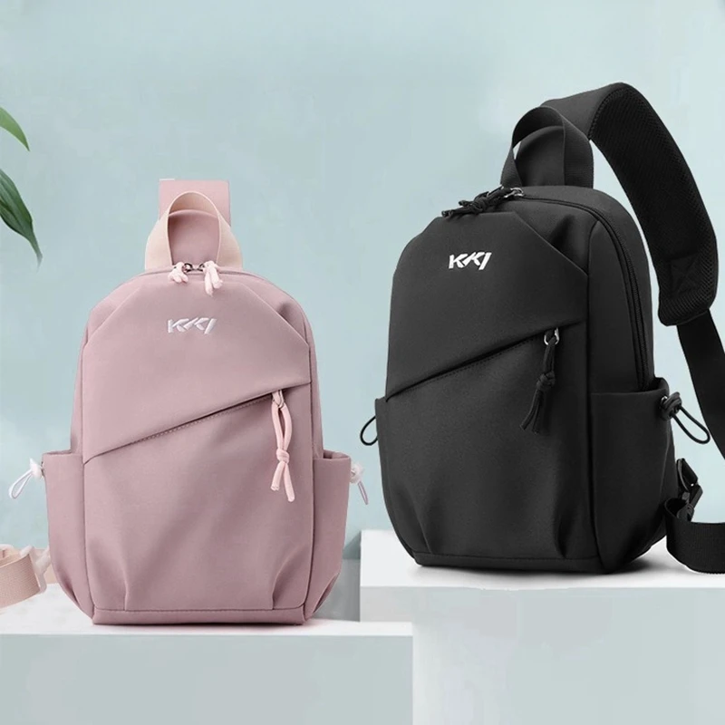 BYMONDY Women Gym Sports Chest Bags Fashion Casual Men Shoulder Bags 2024 New Tide Nylon Waterproof Bags Black White Pink Green