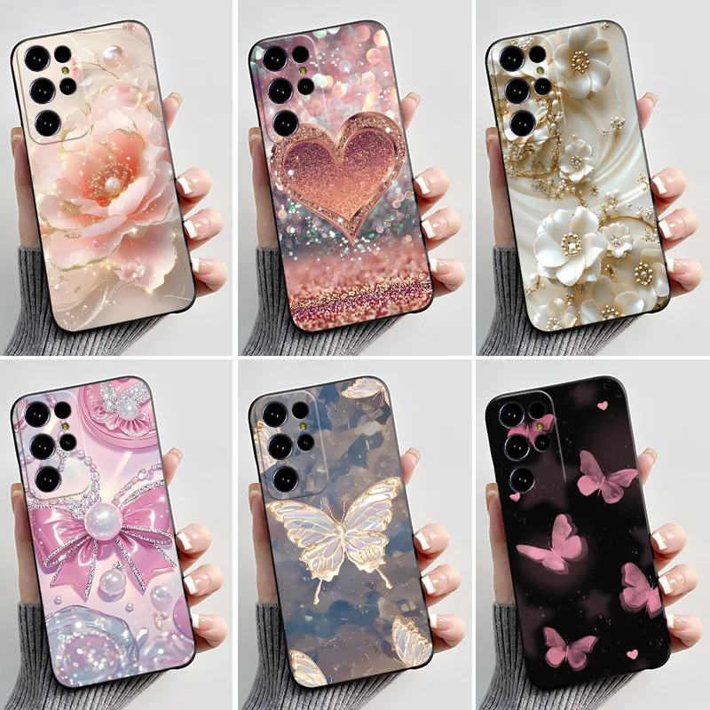 Cute Flower Cartoon Black Silicone Phone Case - Soft, Printed Cover