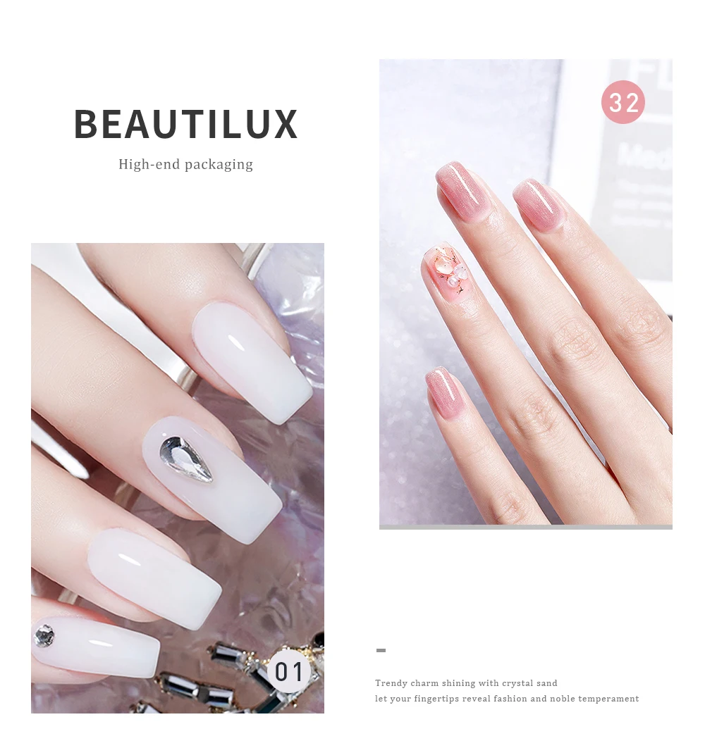 Beautilux Camouflage Rubber Base Coat Gel Milk Base For Nails White Beige Gels Nail Polish Semi Permanent Nails Ridge Filler10ml