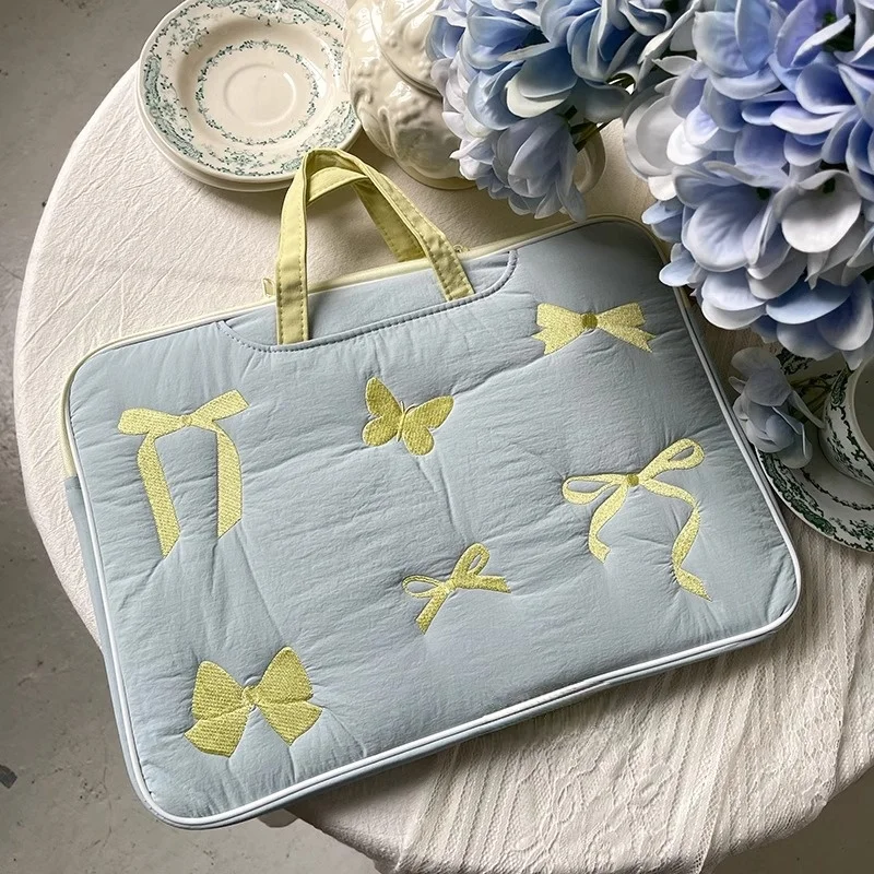 Chic Embroidered Bow Laptop Carry Bag - Multiple Sizes