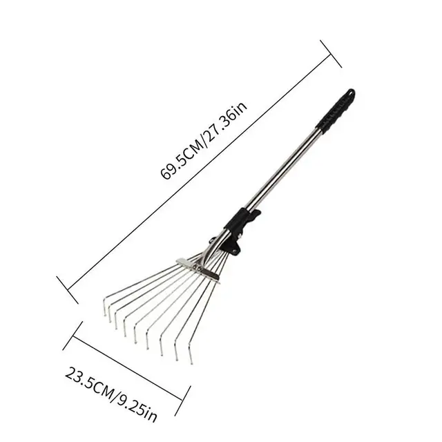 Fém Gereblye A Levelekhez Állítható Acél Gyep És Udvari Szerszám Az Udvar Felvételéhez - Image 6