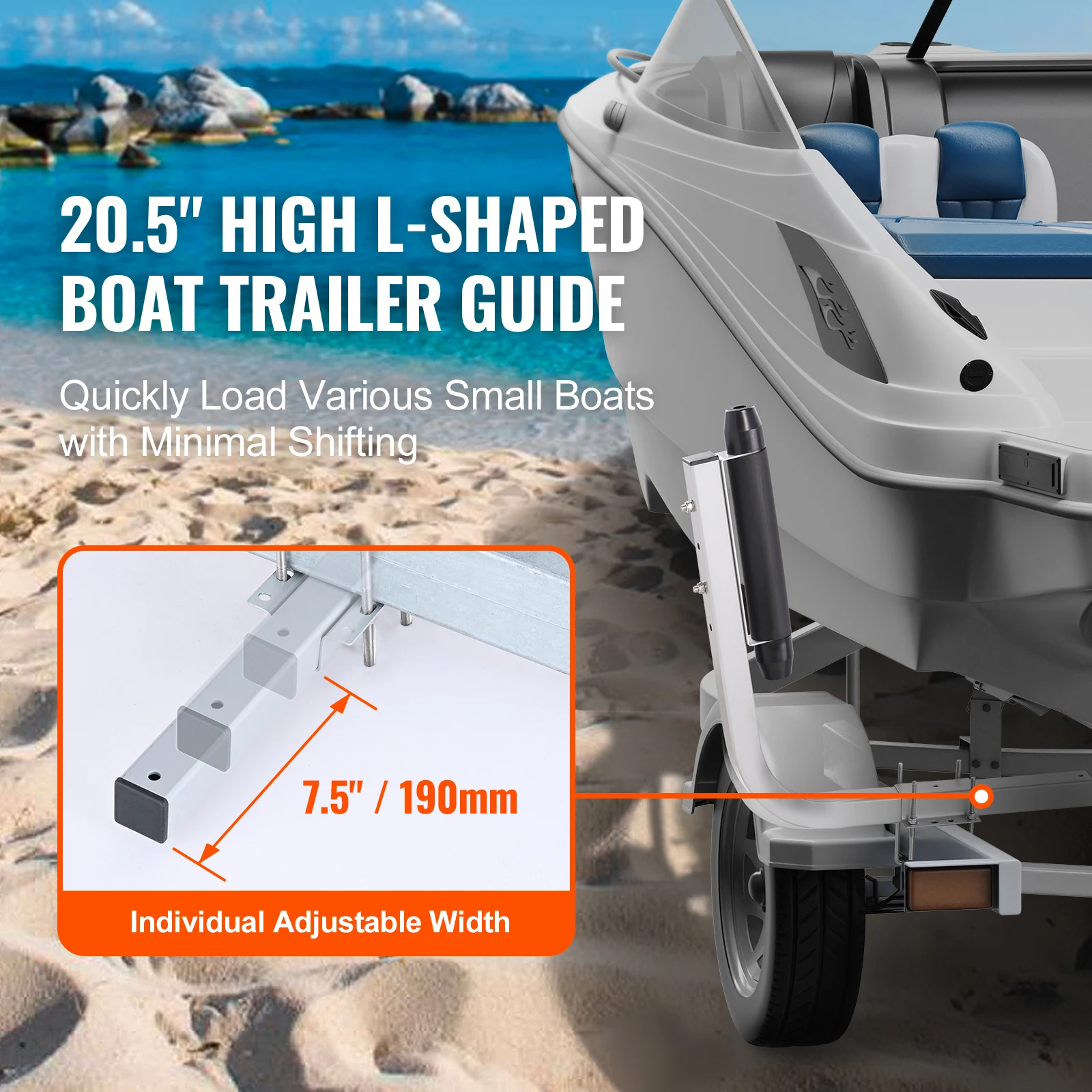 2PCS Boat Trailer Guide Adjustable Guide Poles Rustproof Galvanized Steel Trailer For Ski Boat Sailboat