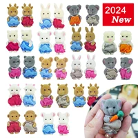 Easter Bunny Simulation Forest Animal Baby Toys Rabbit Family Dolls Dollhouse Figures Collectible Toy  4.5cm Furniture Set Gift 1
