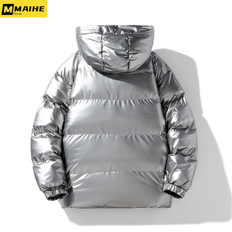 8XL plus-size bright parka for men Thickened waterproof hooded Jacket Retro Fashion Winter Warm coat for men hip hop street wear