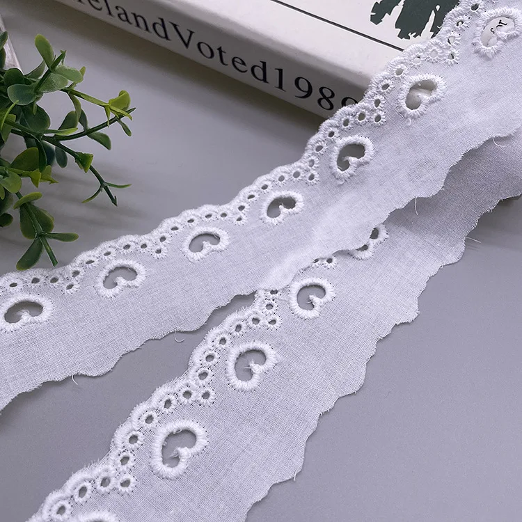 Description Picture 5 of item1Meter Hollow Love Heart Floral Embroidery White Cotton Lace Ribbon DIY Apparel Sewing & Fabric