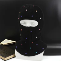 Women Winter Hat Sparkling Crystal Embellished Cozy Fleece Lined Balaclava Cap for Cold Weather Skiing 4