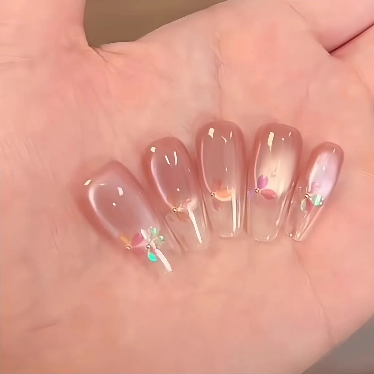 Blush Butterfly Nail Design for Women