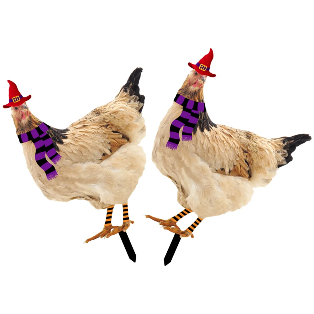 

2 Pcs Pumpkin Decorations Garden Chicken Insert Lawn Animal Yards Art Decorative Acrylic Sign