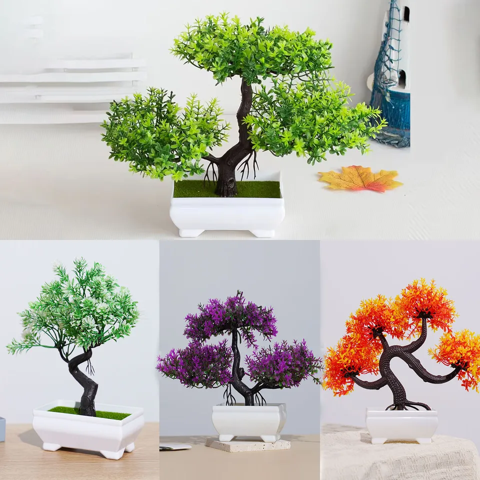 Kunstplanten Bonsai Boom Simulatie boom Kunstmatige bonsai pijnboom, 16 inch faux potplant, nep boom pot ornamenten Cedar bonsai plant voor woonkamers, theezalen Kunstmatige Potplanten Faux Planten
