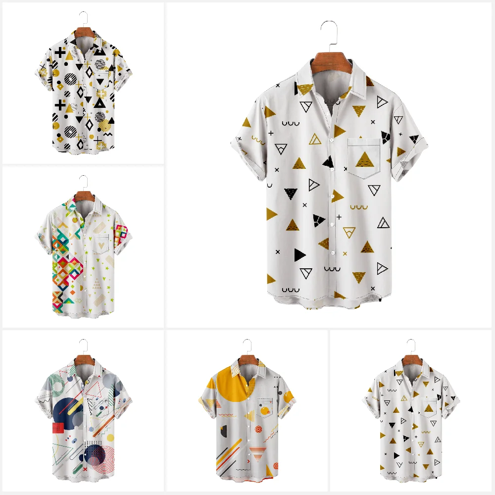 

Men's Shirts Summer Circular Graphic Tees Fashion Cartoon Pattern Casual Handsome 3D Print Hawaiian Shirt Women Tops