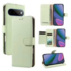 Lychee Pattern Faux Leather Flip Cover with Card Slot and Anti - Fall Protection for Google Pixel 8 Pro (Light Green)