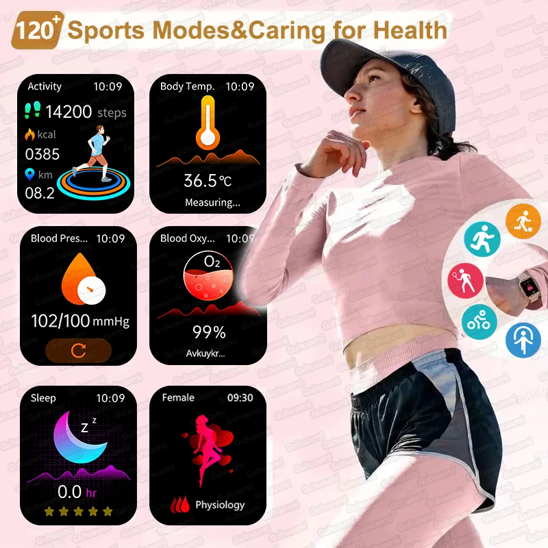 2025 New AI Diagnosis NFC Smart Watch Women 1.85 inch AMOLED Blood Pressure Heart Rate Blood oxygen BT call Smart watch For iOS 3