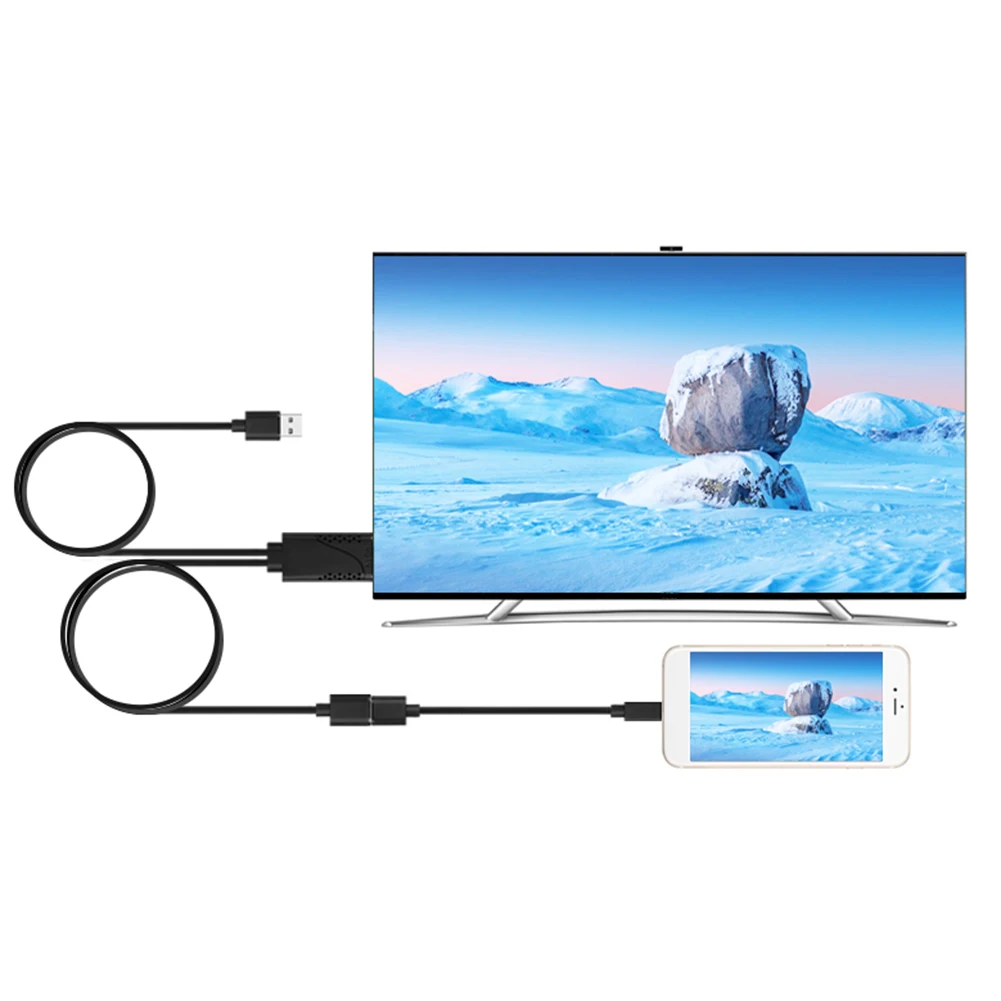 2 in 1 HDTV Adapter 1080P HD TV Projector Displays Converter USB Male To HDTV Male 1080P HDTV Mirroring Cable for Android iPhone