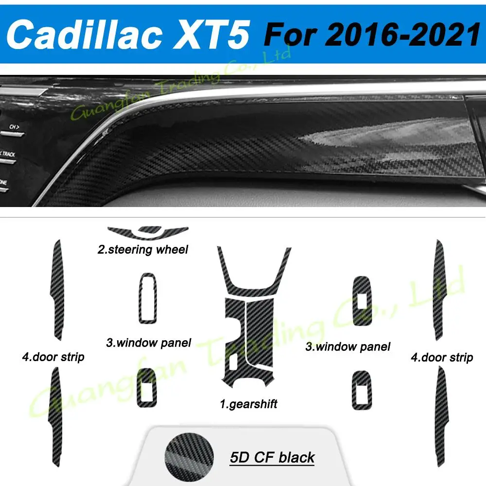 

Для Cadillac XT5 2016-2021 интерьерная Центральная панель управления дверная ручка 5D наклейки из углеродного волокна Переводные картинки аксессуары для стайлинга автомобиля