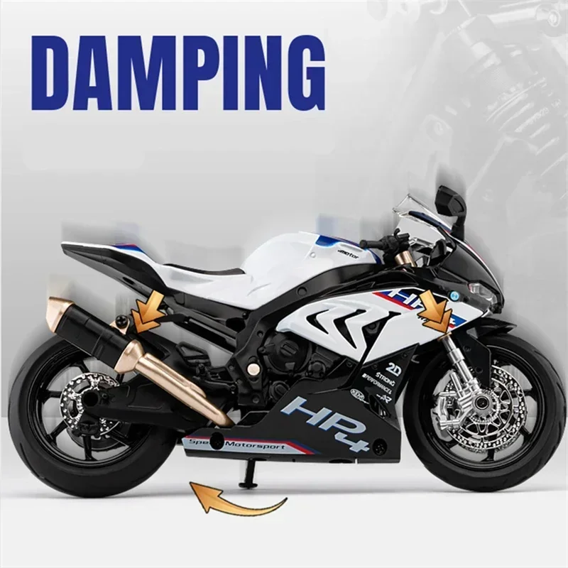 1:12 S1000RR HP4 Race Alloy Top luxury Sports Motorcycle Model Diecast Metal Road Racing Motorcycle Model Sound Light Kids Gifts 5