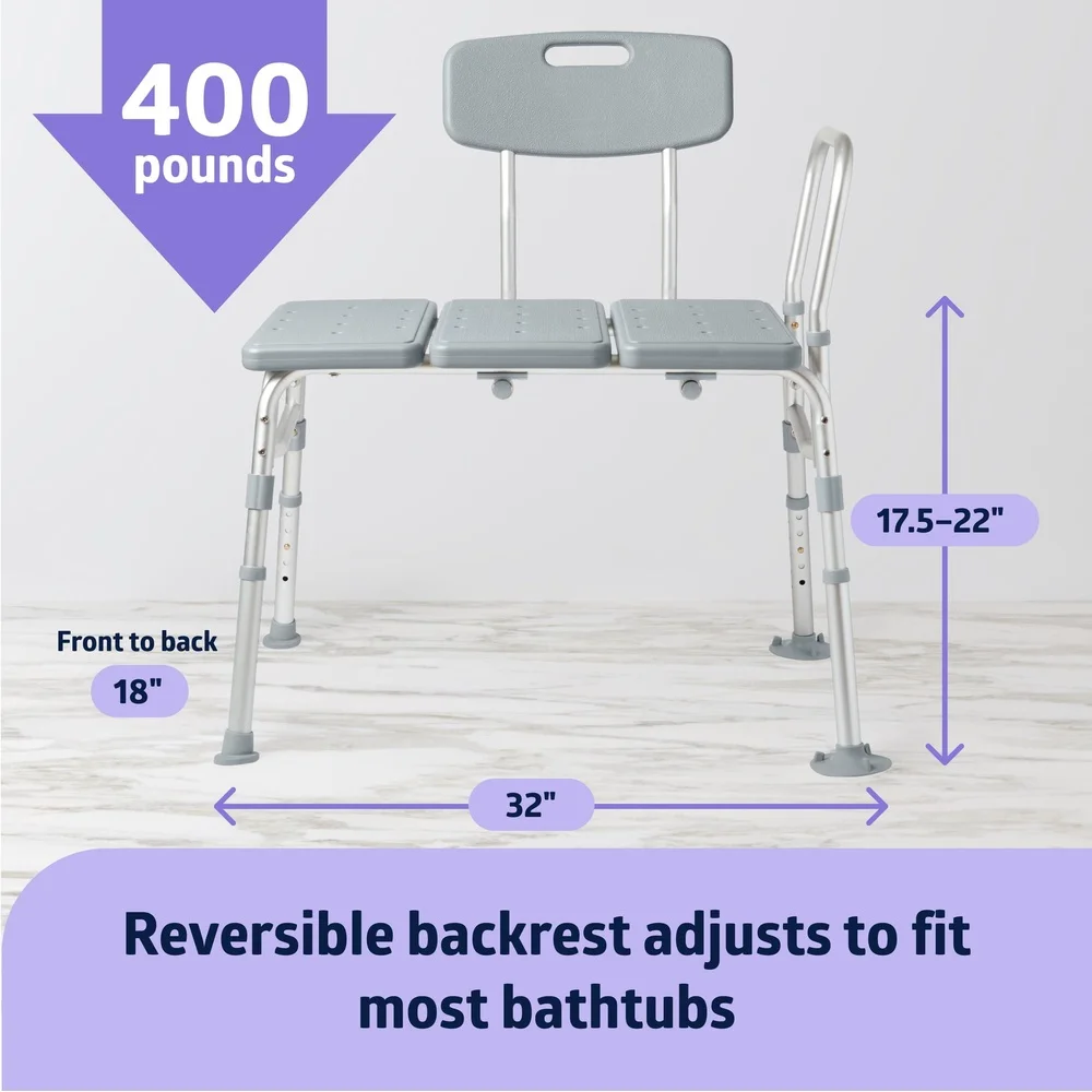 Bath Seat Bench Armrest Height Heavy Duty Transfer Bench Shower