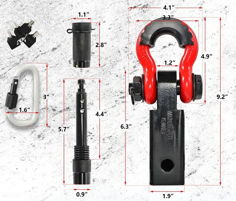 S59d375d5ef0140eca459f01fdf6d5279m 19Ton 42000lb long Solid Trailer arm hook, hooligan fast off-road vehicle after reloading the bar, traction connector for winch Mallzona