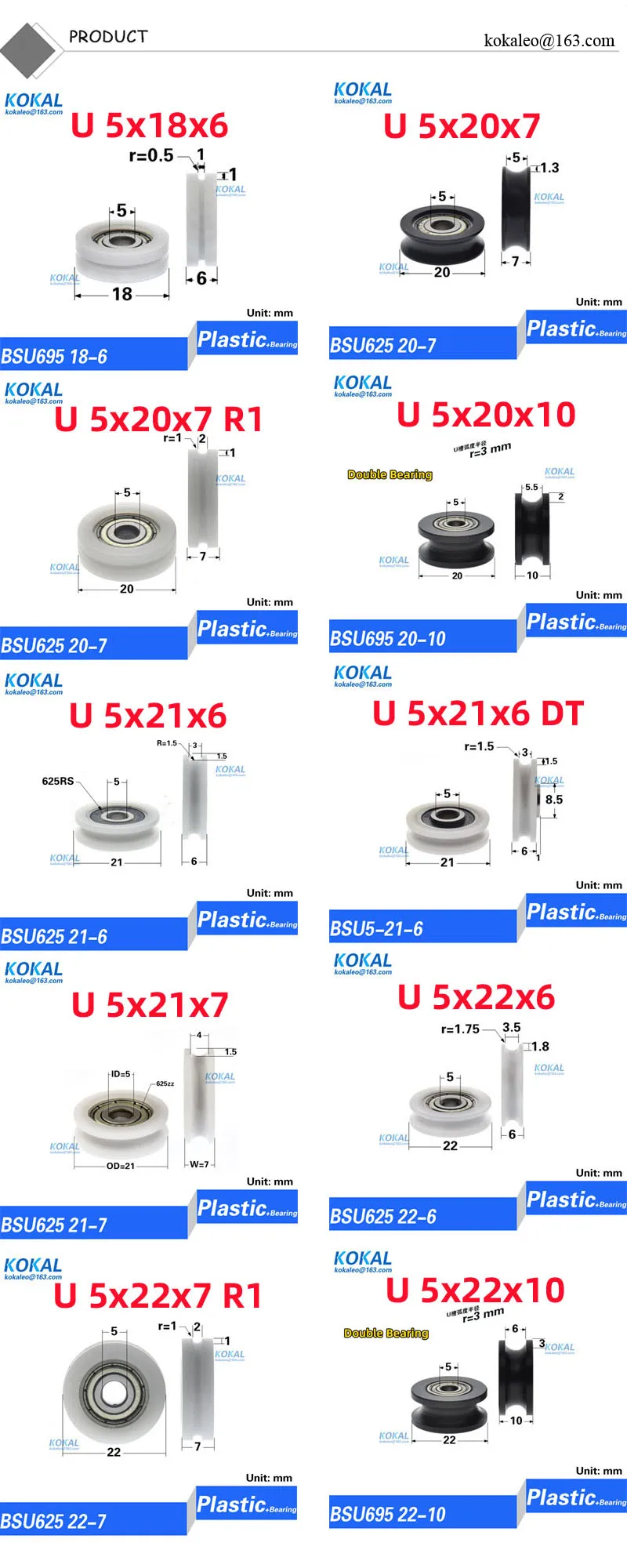 Hot machine 626 608 696 U grooved POM Plastic ball bearing wheel pulley DIY machine U/V sliding roller 18/24/26/32/40mm ball bearings mini ball bearing
