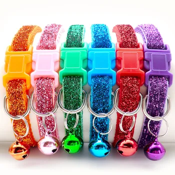 1pc Cute and Shiny Pet Collar Adjustable Neckace with Bell Atmosphere Decoration Outdoor Strolling Products for Dog Cat Suppleis