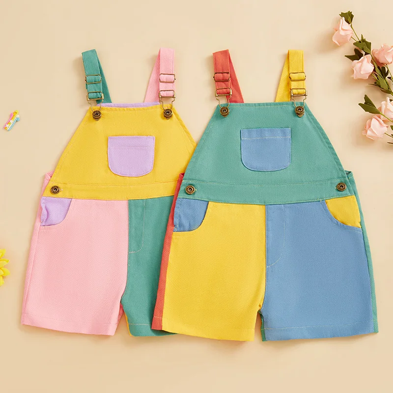 Colorful Children's Overalls Romper Image 4
