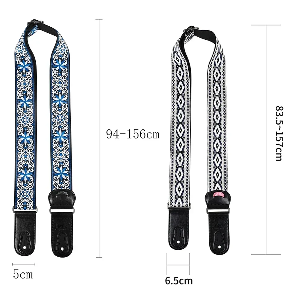 Premium Leather & Cotton Guitar Strap with Picks - High-Quality Instrument Accessory