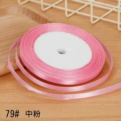 Elegant 6mm Satin Ribbon - Perfect for Bows, Floral Bouquets, and Gift Wrapping (79 In Pink)
