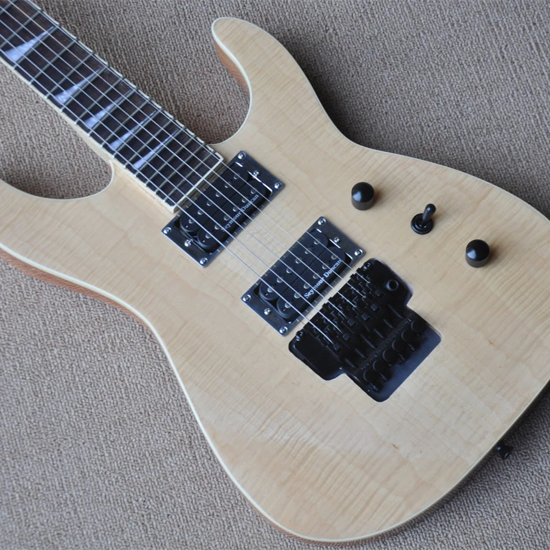 Double Shake 24 Electric Guitar Wood Color Tiger Veneer Factory Direct Delivery OTGT-2071
