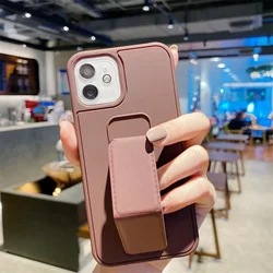 Versatile Magnetic Kickstand Case with Hand Strap and Stand Functionality - iPhone 15 Plus (Coffee)