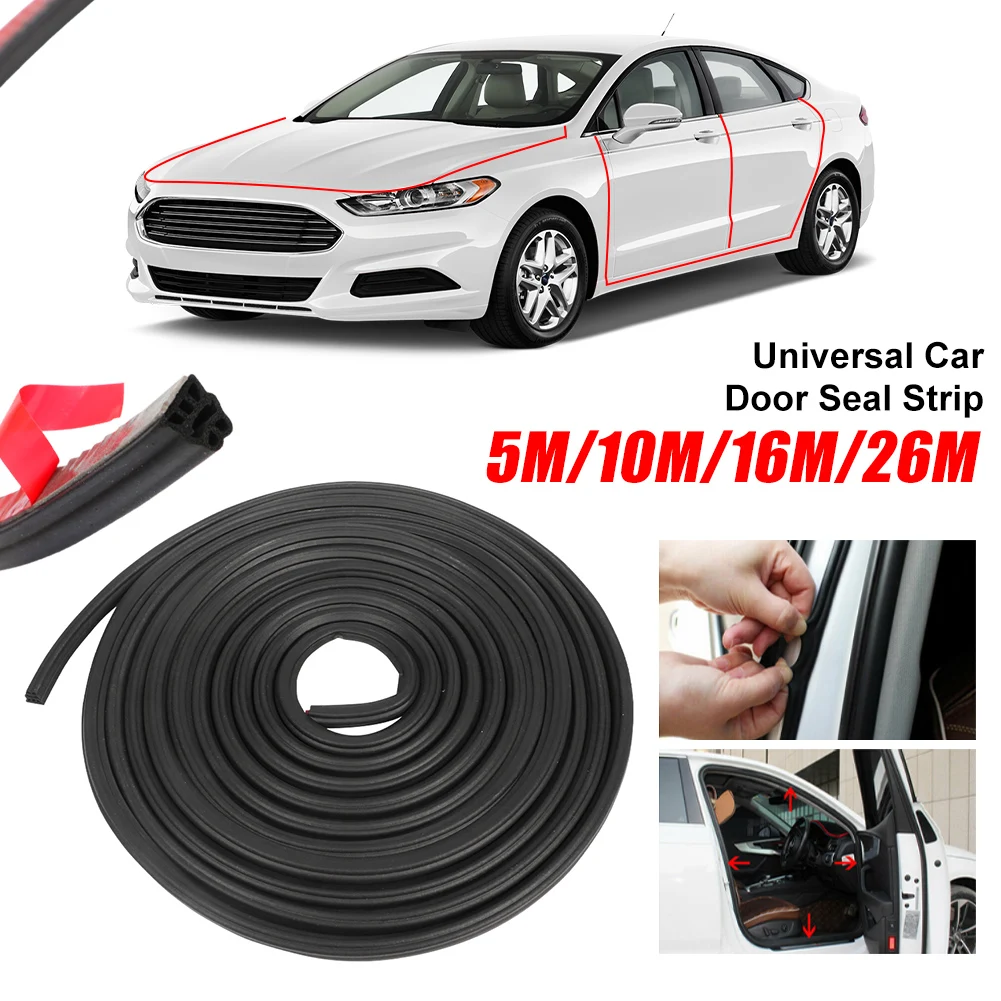 

5/10/16/25m Car Door Sealing Strip 3-Layer Thickened Soundproof Waterproof Rubber Strip Universal For Car SUV Sedan Hood Trunk