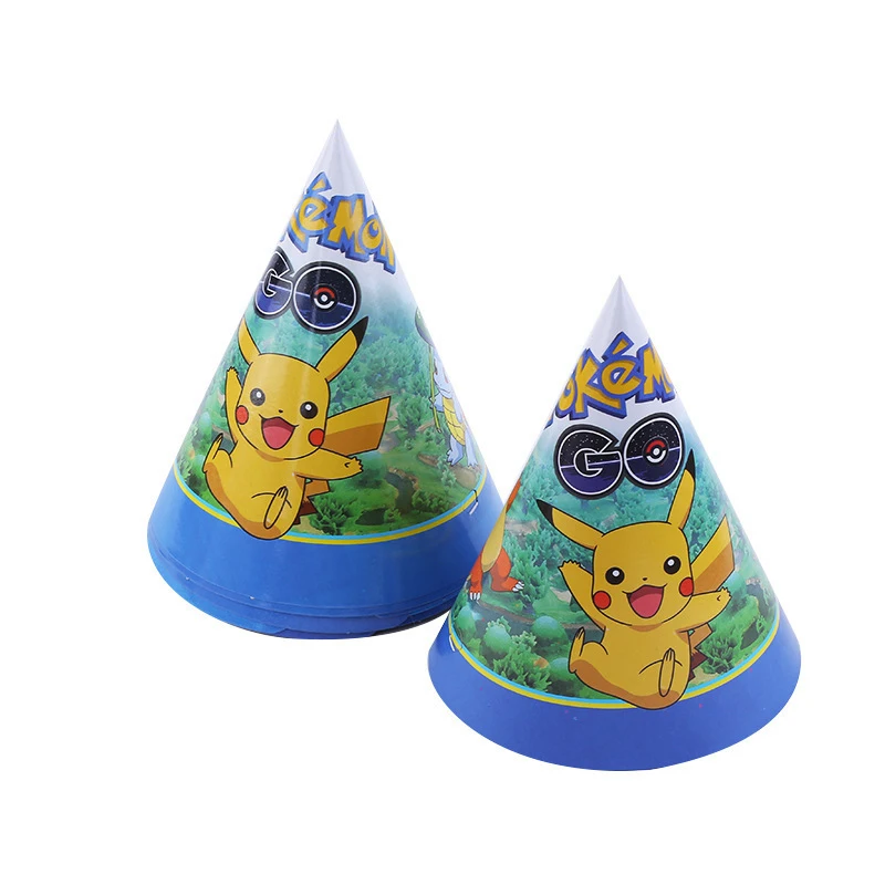 Pokemon Party Caps Pikachu Paper Hats Cartoon Figure Cosplay Hat Party Supplies Happy Birthday Toys Birthday Gift Favors