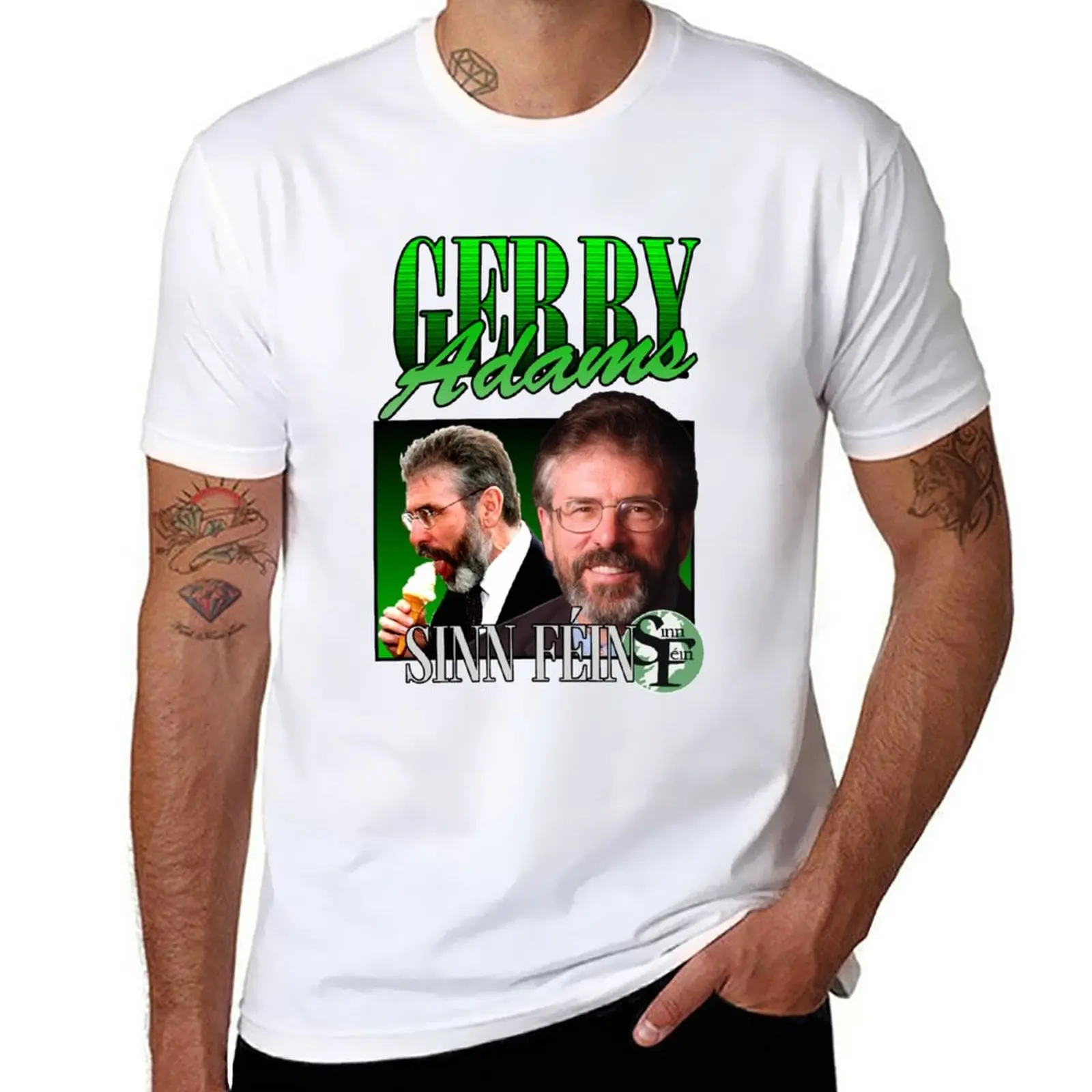 New Gerry Adams Sinn Fin Vintage T-Shirt Magliette Pesanti Plus Size Top T-Shirt In Cotone Da Uomo