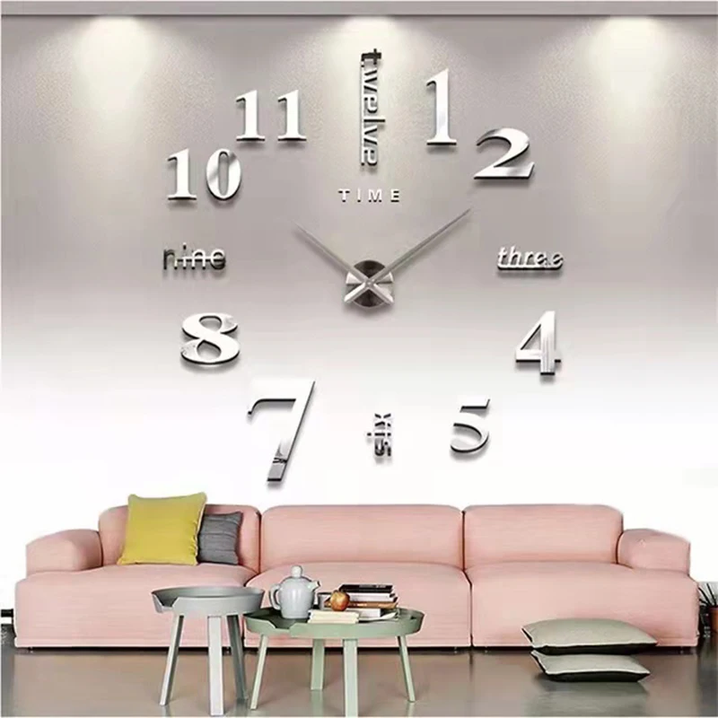 3D Wall Clock Mirror Stickers Creative DIY Watch Removable Art Decal Sticker Home Decor Living Room Quartz Needle Hot |