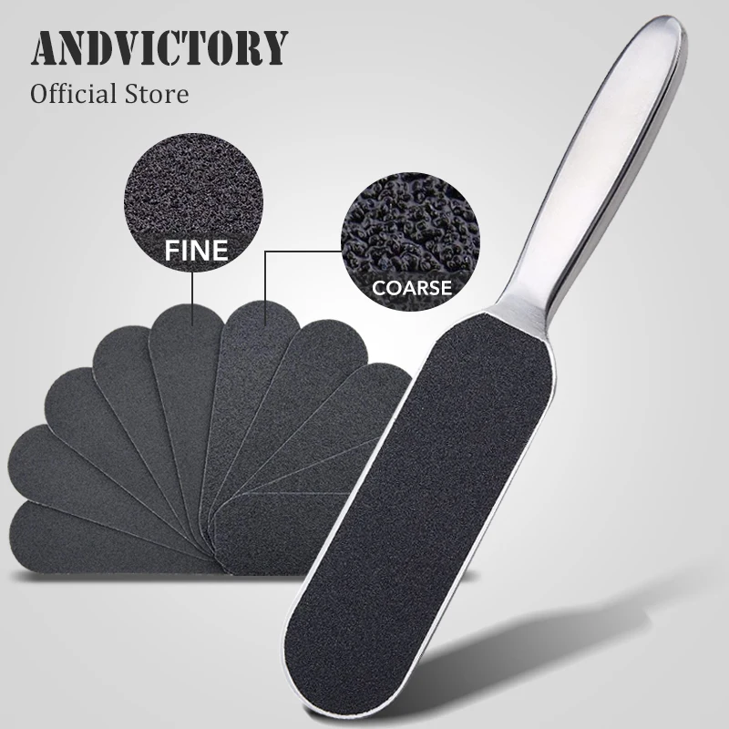 Professional Pedicure Foot File Double Side with 10 Replaceable Pads