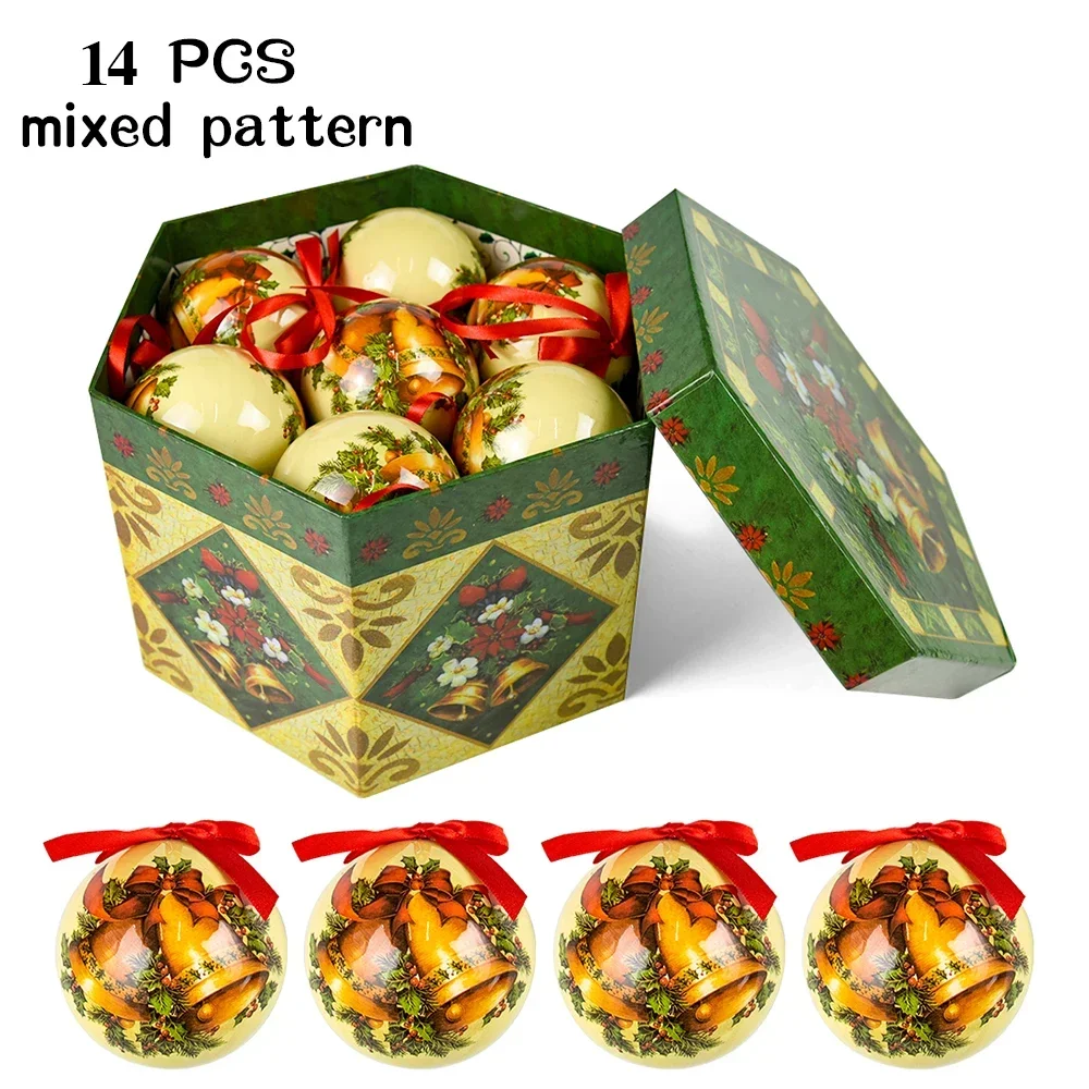14 piezas de bolas colgantes para decoración de árbol de Navidad, juguete para fiesta, bolas colgantes, decoración del hogar, regalo de Navidad, juego de Navidad, bola de discoteca