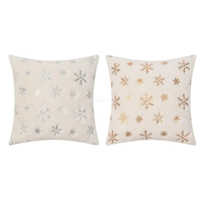 

Festive Snowflake Cushion Case Cushion Cover Soft Plush Pillowcase for Christmas
