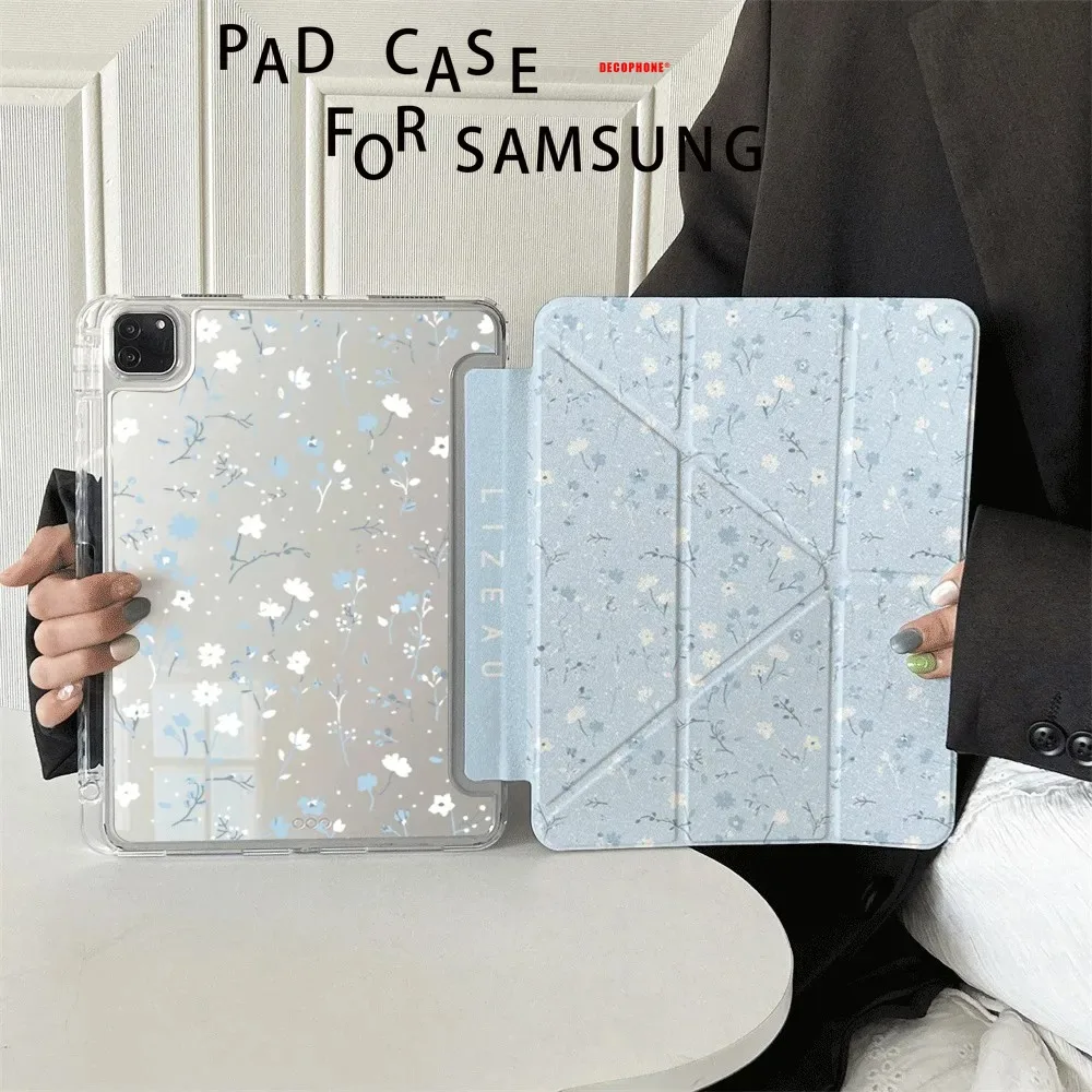 Floral Patterned 3+Y-Fold Tablet Cover