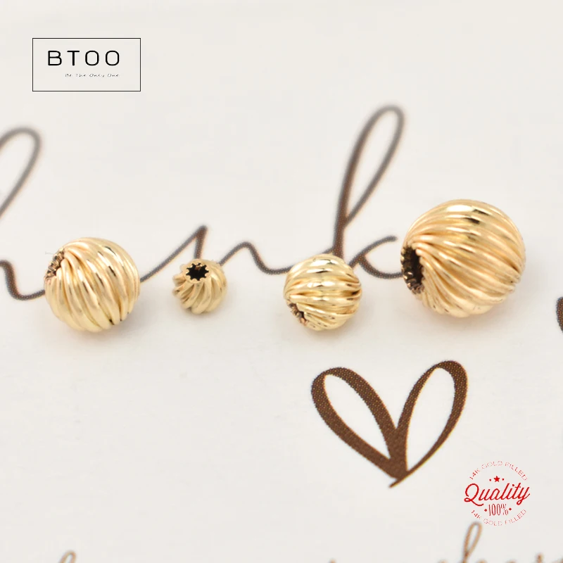 100% 14K Gold Filled Corrugated Twist Bead Gold Beads for Jewelry Making Handmde DIY Accessories Jewelry Findings Gold Beads 3