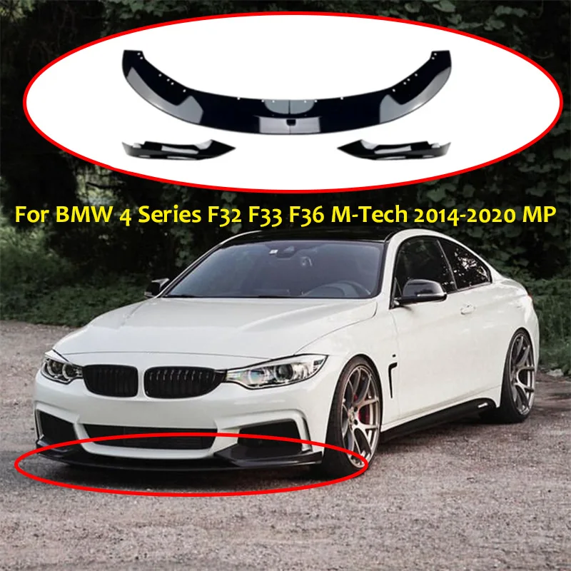 Kit Da 4 Pezzi Per Labbro Anteriore Paraurti In ABS Nero Lucido, Spoiler Splitter Universale, Resistente E Impermeabile