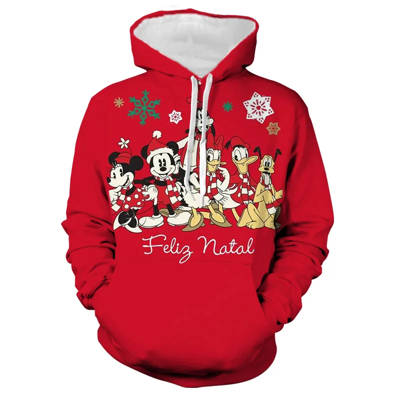 

New Christmas Collection Hoodie Men's Fall Long Sleeve Disney Brand Mickey Anime 3D Printed Harajuku Style Casual Sweatshirt Y2K