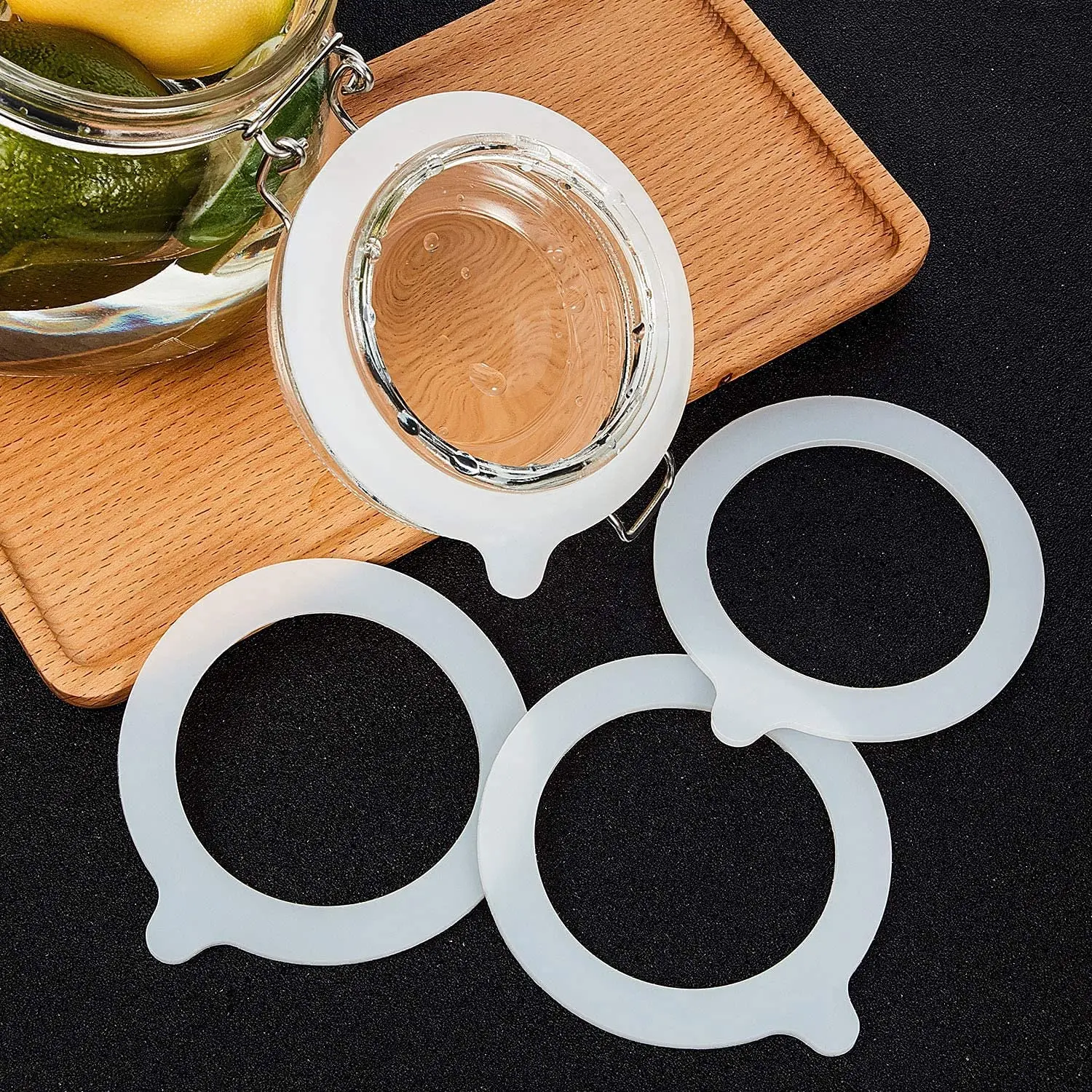 Jar Gaskets Replacement Silicone Leakproof Seals Airtight Silicone Gasket Sealing Rings for Mason Jar Lids Glass Clip Top 5Pcs