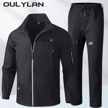 Oulylan 남성용 용수철 및 가을 세트, 내마모성 야외 작업복, 신축성 있는 남성용 재킷 세트, 여러 가지 빛깔의 신상