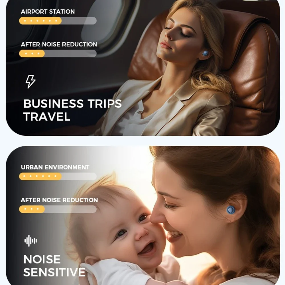 Quiet Ear Plugs for Sleeping Noise Reduction Super Soft Reusable Hearing Protection Anti noise earplugs for Travel Work