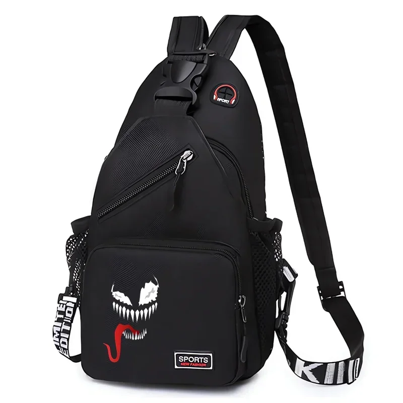 Venom Marvels Chest Bag Men Boys Lightweight Crossbody Pack Multifunctional Sling Backpack Outdoor Children Sports Portable Bags 6
