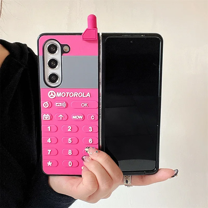 3D Retro Button Phone Pattern Shockproof Case - Enhanced Protection Cover