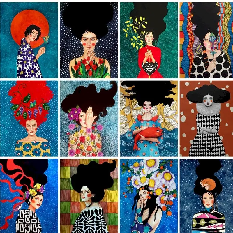 Description Picture 2 of itemGATYZTORY 60X75cm Painting By Numbers Girl DIY Picture Paint By Number Figure Drawing On Canvas HandPainted Art Home Decor