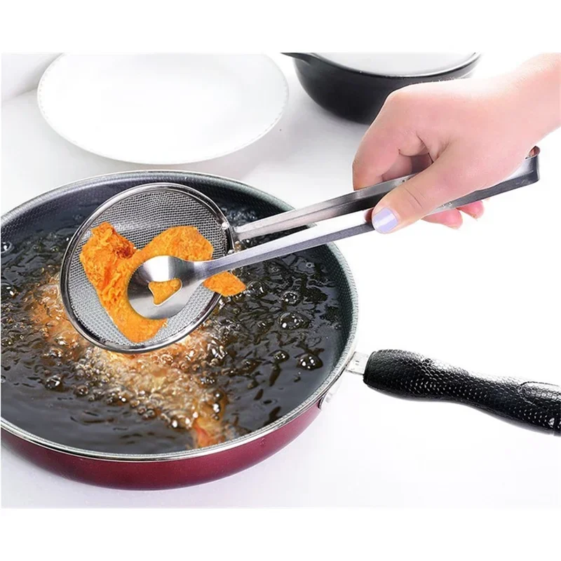 Stainless Steel Filter Spoon Clip Multi-Functional Oil-Frying Skimmer BBQ Food Tongs Salad Strainer Kitchen Cooking Tools cooking tongs cooking spoons