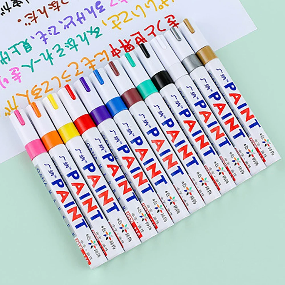 Permanent marker pen 12Pcs waterproof cars wheel tire oily paint marker