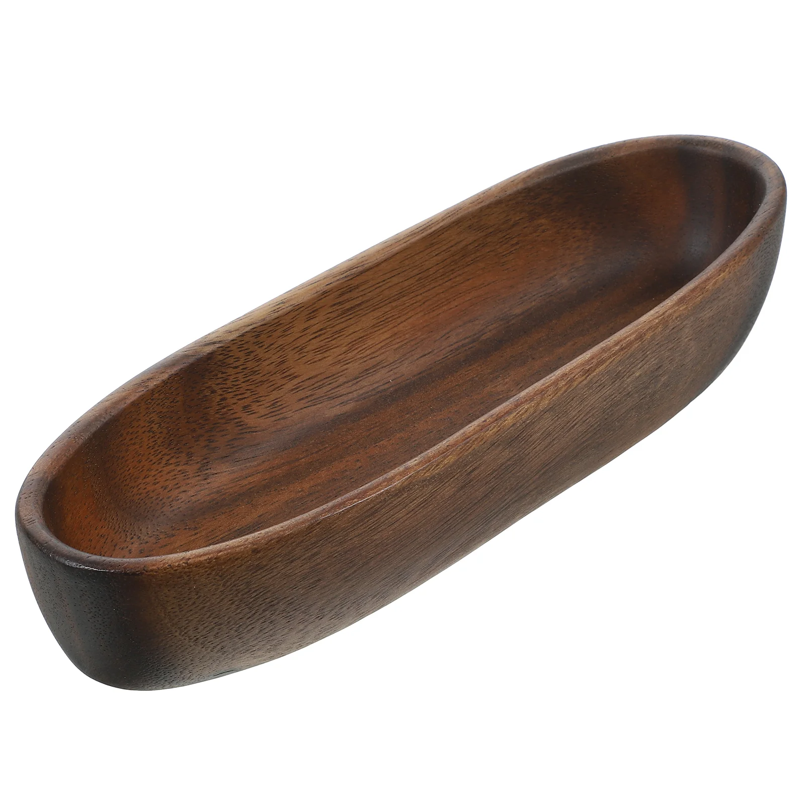 Boat Shaped Acacia Wood Tray Solid Wood Material Snack Bowl Salad Plate Fruit Dish Candy Container Desktop Tray Serving Platter